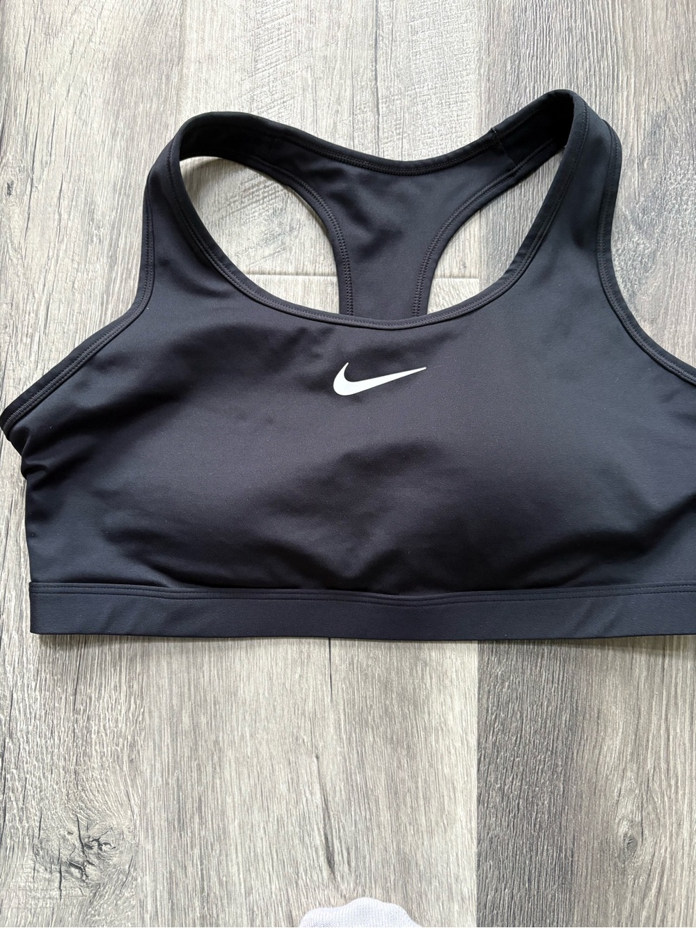 Nike Black Racerback Medium-Support Sports Bra with White Swoosh